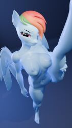 1female 1girls anthro anthro_female background blender blender_cycles blue_skin cyan_skin female female_focus female_only fit fit_female grinning legs_up looking_at_viewer my_little_pony pony rainbow_dash_(mlp) shiny shiny_skin smile smile_at_viewer tagme thefrenchmenspy thighs wings