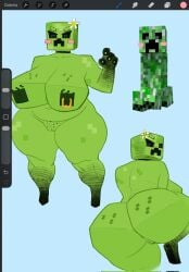 2026 4_fingers areola art_program_in_frame ass belly big_breasts big_butt breasts collarbone creeper_(minecraft) curvy_figure female fingers flower_on_head front_view gatoradeew genitals green_areola green_body hi_res huge_breasts huge_thighs looking_back microsoft minecraft mojang navel nipple_piercing nipples not_furry nude nude_female piercing pubes rear_view reference_image simple_background solo square_areola square_head square_nipples thick_thighs voluptuous voluptuous_female vulva xbox_game_studios