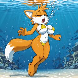 1girls ai_generated crossgender drowning female fox miles_prower peril sega sexfightfun snuff solo sonic_(series) sonic_the_hedgehog_(series) tails_the_fox tailsko underwater underwater_peril