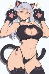 1girls ai_generated big_breasts black_clover catgirl curvy female female_only noelle_silva solo waifudiffus1on