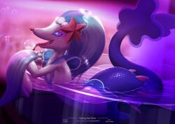 anthro bodily_fluids bubble cum dark_violet female genital_fluids hi_res nintendo pokémon_(species) pokemon pokemon_only primarina solo video_games