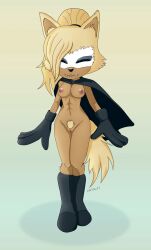 2021 abs anthro black_boots black_clothing black_footwear black_gloves black_handwear blonde_hair boots breasts brown_body canid canine canis cape closed_eyes clothing digital_drawing_(artwork) digital_media_(artwork) fangs feet female footwear gloves hair handwear hi_res idw_comics idw_publishing mammal mobian mobian_(species) mobian_wolf nipples nude ponytail pubes sega simple_background smile solo sonic_(series) sonic_the_hedgehog_(comics) sonic_the_hedgehog_(idw) sonic_the_hedgehog_(series) toes tuft vntn whisper_the_wolf wolf