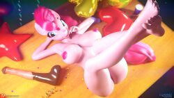 3d 3d_(artwork) animal_genitalia animal_penis anthro areola big_breasts breasts digital_media_(artwork) earth_pony eqamrd equid equine equine_penis feet female friendship_is_magic genitals hand_behind_head hasbro hi_res horse lying mammal my_little_pony nipples on_back penis pinkie_pie_(mlp) plantigrade pony sex_toy smile solo straight_hair