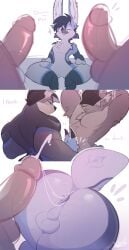 absurd_res anal anal_sex anthro anus ass balls big_butt bodily_fluids cum cum_in_ass cum_inside genital_fluids genitals group group_sex hi_res himbo male male/male muscular nekosteck penetration penis piercing sex size_difference thick_thighs threesome trio