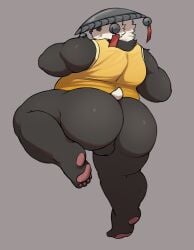 absurd_res anthro asian_clothing asian_conical_hat ass backsack balls bear belly bottomless bottomless_anthro bottomless_male bracelet chinese_clothing clothed clothing east_asian_clothing eyewear fur genitals giant_panda glasses hat headgear headwear hi_res jewelry male mammal mightyoceano mihoyo multicolored_body multicolored_fur overweight pan_yin_hu pawpads perineum solo spiked_bracelet spikes zenless_zone_zero