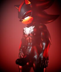 1boy 3d_(artwork) abs anthro artemissaturn balls chest_tuft digital_media_(artwork) eulipotyphlan genitals hedgehog male male_only mammal muscular muscular_male nipples pecs penis presenting presenting_penis sega shadow_the_hedgehog solo sonic_(series) sonic_the_hedgehog_(series) tuft