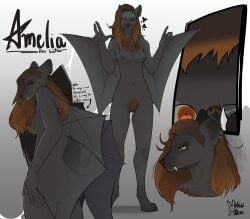 absurd_res anthro ass bat breasts digital_media_(artwork) female fur genitals hair hi_res kaiwhero mammal nipples nude piercing pussy sex simple_background smile solo tail