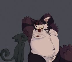 anthro armpit_fetish armpit_hair armpit_sniffing belly blush body_hair chest_hair domestic_cat duo felid feline felis fupa fur hi_res male male/male mammal musclegut muscular navel newtmoss nipples overweight purple_body purple_fur sega smalls_the_cat sniffing sonic_(series) sonic_the_hedgehog_(series) striped_body striped_fur stripes tongue tongue_out