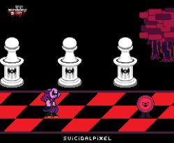 anal anal_gape checkered_floor cum_in_ass cum_inside defeated deltar deltarune extreme_size_difference female huge male male/female necronomic_con pixel_art rape rough_anal susie_(deltarune)