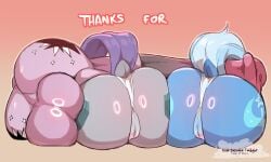 5:3 animal_genitalia animal_penis artist_name ass balls big_balls big_butt big_penis blue_body blue_tail clothed clothing cold-blooded-twilight dock_(anatomy) english_text equid equine equine_genitalia equine_penis erection faceless_character faceless_female faceless_male female feral friendship_is_magic futa_on_female genitals grey_body group gynomorph_(lore) hasbro horse huge_cock lying male mammal maud_pie_(mlp) milestone_celebration my_little_pony on_side panties penis perineum pony purple_body purple_tail tail text trio trixie_(mlp) twilight_sparkle_(mlp) two_tone_tail underwear