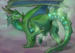 2025 anus ass balls blush dragon fart fart_cloud fart_fetish feral foreskin genitals green_anus green_body green_eyes green_fart_cloud green_horn green_pawpads green_penis green_scales half-erect hi_res horn humanoid_genitalia humanoid_genitalia_on_feral humanoid_penis humanoid_penis_on_feral long_foreskin looking_at_viewer male musk musk_clouds mythological_creature mythological_scalie mythology pawpads penis perineum pink_tongue scales scalie signature solo teavern tongue tongue_out wings_of_fire