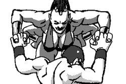 1boy 2d animated animated_gif black_and_white femdom gif greyscale johnny_cage mortal_kombat mortal_kombat_3 sheeva