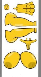 1female abs almakhadie almakhadie_(artist) belly breasts bumpy_areola character darkened_areola female hyper hyper_breasts hyper_thighs lego lego_anatomy legs lips massive_thighs red_lips shaved_pussy toy voluptuous voluptuous_female yellow_skin