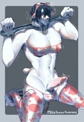 accessory anal anal_sex animal_print animal_print_bikini animal_print_thigh_highs anthro balls bear bikini bikini_thong bikini_top bunny_(milkbearbunny) clothing cock_ring collar cow_print cow_print_bikini cow_print_thigh_highs feminization fur genital_piercing genitals grey_background headband hi_res humanoid_genitalia humanoid_penis jewelry kneeling legwear lock male mammal milkbearbunny muscular muscular_anthro muscular_male nipple_outline object_in_ass open_mouth pattern_bikini pattern_clothing pattern_legwear pattern_swimwear pattern_thigh_highs penetration penis penis_accessory penis_jewelry penis_piercing piercing sex_toy sex_toy_in_ass sex_toy_insertion simple_background solo submissive submissive_anthro submissive_male swimwear thigh_highs two-piece_swimsuit vibrator vibrator_in_ass white_body white_fur