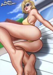 1girls 2025 2d 2d_(artwork) ass bikini bikini_bottom bikini_top blonde_female blonde_hair digital_drawing_(artwork) digital_media_(artwork) female female_focus female_only glasses joakadraws light-skinned_female light_skin oc original original_character panties pose posing presenting presenting_ass shadow showing_ass showing_off sunbathing sunglasses tinted_eyewear underwear watermark