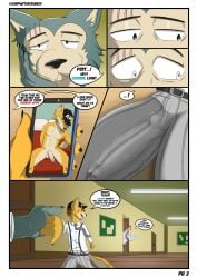 absurd_res animal_genitalia animal_penis anthro balls beastars big_bulge big_penis bodily_fluids bulge canid canine canine_genitalia canine_penis canis clothing comic crunchychip daxterdingo dialogue dingo duo electronics ellipsis erection eye_scar facial_scar fur genital_fluids genitals hallway hand_holding hat hat_only headgear headgear_only headwear headwear_only hi_res humanoid_genitalia humanoid_penis knot leaking_precum legoshi_(beastars) male male/male mammal mostly_nude multicolored_body multicolored_fur nervous nude_male penis penis_outline phone precum precum_through_clothing running scar school school_uniform sitting speech_bubble student tail teacher teacher_and_student uniform wet wet_clothing wolf yellow_body yellow_fur