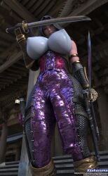 1futa 3d ayane_(doa) big_breasts breasts bulge bulge_down_leg bulge_through_clothing dead_or_alive futa_only futanari gigantic_penis hood huge_breasts huge_cock kazkazuma namco ninja_gaiden nipple_bulge penis_outline solo solo_futa sword weapon