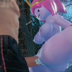 1:1_aspect_ratio 1boy 1girls adventure_time ass bodily_fluids breasts clothed_male clothed_male_nude_female clothing colored_skin female forest genital_fluids high_resolution jakkeynsfw large_breasts male mask nakadashi nature nipples nude nude_female open_fly open_mouth outdoors penis pink_hair pink_skin princess_bonnibel_bubblegum princess_bubblegum self_upload semen sex short_hair solo_focus straight tree unzipped vagina vaginal_penetration zipper
