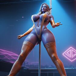 ai_generated big_breasts breasts elbow_gloves elf gold_bikini looking_at_viewer pole sdar_ai sling_bikini slingshot_swimsuit stable_diffusion stockings stripper stripper_pole sylvanas_windrunner thigh_high_boots undead warcraft world_of_warcraft