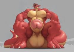 3_toes abs absurd_res anthro balls barazoku biceps big_balls big_muscles big_pecs big_penis brown_hair chin_spikes claws closed_smile countershade_face countershade_scales countershade_tail countershade_torso countershading crouching deltoids digital_media_(artwork) dragon erection european_mythology facial_spikes feet finger_claws fingers full-length_portrait genitals glans grey_background hair hands_on_legs hands_on_thighs hi_res horn huge_balls huge_cock huge_muscles humanoid_genitalia humanoid_penis jaw_spikes looking_at_viewer low-angle_view male male_anthro mouth_closed multicolored_body multicolored_scales muscular muscular_anthro muscular_male mythological_creature mythological_scalie mythology nipples nitrosimi96 non-mammal_balls non-mammal_nipples nude nude_anthro nude_male pecs penis pink_glans portrait red_body red_scales scales scalie shaded simple_background smile smiling_at_viewer solo spikes spikes_(anatomy) tail toe_claws toes two_tone_body two_tone_scales two_tone_tail western_dragon white_claws white_finger_claws white_horn white_toe_claws wingless_dragon yellow_balls yellow_body yellow_countershading yellow_nipples yellow_penis yellow_scales zack_(nitrosimi96)