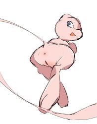 absurd_res anus blue_eyes clitoris dwelne female feral floating game_freak generation_1_pokemon genitals hi_res legendary_pokemon long_tail mew mew_(pokemon) nintendo pink_body pokemon pokemon_(species) pussy rear_view simple_background tail white_background