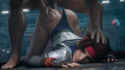 1boy 1girls 3d ass ass_up blender blender_(software) brown_eyes brown_hair bulldog_position caught doggy_style female final_fantasy final_fantasy_vii final_fantasy_vii_rebirth final_fantasy_vii_remake forced hand_on_head jessie_rasberry rough_sex sex spectra3d