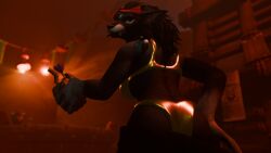 16:9 3d_(artwork) anthro beverage bikini blizzard_entertainment bottomwear bottomwear_down canid clothed clothing digital_media_(artwork) female gold_bikini hi_res hot_spring mammal pants pants_down partially_clothed solo su_(wicust) swimwear teasing teasing_viewer tongue tongue_out two-piece_swimsuit warcraft water werecanid werecreature wicust widescreen worgen