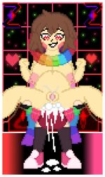 1futa 1girls anal anal_sex anal_sex bete_noire big_breasts breasts chara chara_(undertale) cum cum_in_ass cumflated_belly cumflation futa_on_female futanari heart-shaped_pupils heart_eyes holding_legs holding_partner horsecock horsecock_futanari inflation legs_apart penetration penis_in_ass pixel_art pussy scarf scarf_only self_upload shoes skirt storyswap storyswap_chara undertale undertale_(series) z!betty zixy