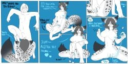 2016 2:1 absurd_res almost_fully_inside animate_inanimate anus balls big_breasts black_hair black_markings blue_background blue_insides blue_nipples blue_pussy bodily_fluids breasts colored comic countershade_arms countershade_legs countershade_torso countershading dialogue dipstick_tail dripping_pussy duo english_text eyewear felid female genital_fluids genitals glasses hair heart_symbol hi_res human kneeling leopard leopard_spots living_clothing living_costume lying male male_human mammal markings mxl nipples nude on_back pantherine penis pussy pussy_juice_string scared simple_background sitting sitting_on_ground smile snow_leopard soft_vore speech_bubble spots spread_legs spreading standing tail tail_markings text tongue tongue_out unbirthing unusual_insides vaginal_fluids vaginal_penetration vore white_body white_countershading zipper