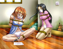 2girls annoyed annoyed_expression arms_behind_back asking_for_help barefoot black_eyes black_hair blue_clothing bondage bra cleavage cloth_gag clothing daikinbakuju damsel_in_distress desperate desperation feet feet_together female female/female female_only femsub foot_fetish gag gagged getbackers ginger_hair helpless holding_with_feet holding_with_toes hostage in_trouble long_hair mai-hime mai_hime mai_tokiha mizuki_natsumi multiple_girls multiple_subs my-hime natsumi_mizuki navel orange_hair over_the_mouth_gag over_the_nose_gag panties paper pink_clothing rope short_hair small_breasts tied_ankles tied_arms tied_legs tied_toes toe_bondage toe_tied toe_ties toes toes_tied tokiha_mai white_panties worried worried_expression writing writing_with_foot