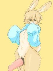 anthro gabriel_(horniicat) horniicat hyper_penis male male_only penis rabbit_boy rabbit_ears