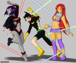 barbara_gordon batgirl dc dc_comics female female_only human multiple_females multiple_girls piroro pointy_chin rachel_roth raven_(dc) smooth_skin starfire teen_titans