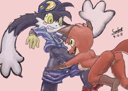 2010 anthro ass breasts crossover fox fur furry furry_ears furry_tail jungledyret_hugo klonoa klonoa_(series) penis pussy rita_(jungledyret) sambot sideboob tail undressing