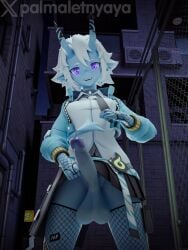 1futa 3d ass big_breasts blue-skinned_futa blue_hair breasts clothed_futa erect_penis erection fishnets fit fit_futa fit_futanari futa_only futadom futanari horny horny_futa intersex lblue_skin looking_at_viewer nurse palmaletnyaya penis precum precum_on_penis skinny skinny_futa solo_futa soukaku_(zenless_zone_zero) standing stockings tail taker_pov underskirt video_games zenless_zone_zero