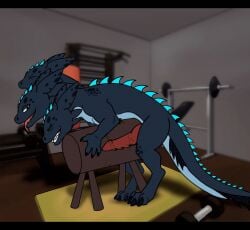 2d_animation 3_heads animated bared_teeth big_penis bodily_fluids breeding_mount claws clenched_teeth closed_eyes dragon erection european_mythology exercise feral genitals greek_mythology gym half-closed_eyes horn hydra male male/male male_penetrating masturbation multi_head muscular mythological_creature mythological_scalie mythology narrowed_eyes nude open_mouth penetrable_sex_toy penetration penile penile_masturbation penile_penetration penis reptile scalie sex sex_toy short_playtime solo tail teeth teeth_showing tongue turner_alx workout x-ray_view x-ray_vision