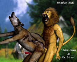 3d anal anthro canine canine_penis cum edit feline furry gay jonathan_rich lion male no_humans penis photo_manipulation wolf