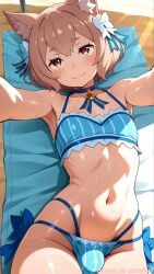 1boy ai_generated bikini bikini_bottom bikini_top bulge bulge_through_clothing felix_argyle femboy kinkyfuel yaoi