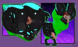 2025 anthro anus ass backsack balls big_butt bodily_fluids bubble_butt butt_squish canid canine canis close-up clothing danny_phantom disembodied_hand erection genital_fluids genitals ghost green_sclera hi_res male mammal muscular muscular_anthro muscular_male nickelodeon no_pupils perineum precum precum_squirt satsui-n0-had0u shirt solo spirit squish sweat sweaty_body sweaty_butt tongue tongue_out top_heavy topwear wolf wulf_(danny_phantom)
