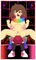 1futa 1girls anal anal_sex anal_sex bete_noire big_breasts breasts bulge chara chara_(undertale) futa_on_female futanari holding_legs holding_partner horsecock horsecock_futanari legs_apart penetration penis_in_ass pixel_art pussy scarf scarf_only self_upload shoes skirt storyswap storyswap_chara undertale undertale_(series) z!betty zixy