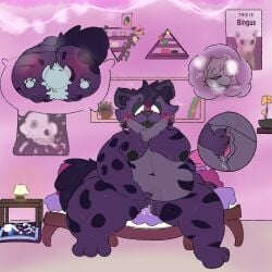 1:1 absurd_res ambiguous_gender anthro bed bedroom belly big_belly big_breasts blush bodily_fluids breaking_bed breasts chocco_milk duo face_in_anus face_in_ass facesitting female female/ambiguous furniture head_in_anus head_in_ass hi_res hyena looking_pleasured mammal masturbation multiple_angles obese obese_anthro obese_female obsidian_(obsidianyeen) overweight overweight_anthro overweight_female sitting_on_another sweat thick_thighs vaginal_masturbation vaginal_penetration ych_(character)