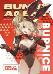 big_breasts blonde_hair boob_window bunny_ears bunnysuit burnice_white hoyoverse long_sleeves red_eyes short_hair siriuflong zenless_zone_zero