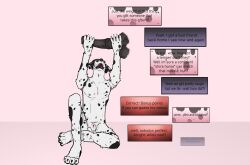 animal_genitalia animal_penis anthro black_spots blind canid canine canine_genitalia canis claws dalmatian dialogue disability domestic_dog english_text equid equine_genitalia equine_penis eyewear familiar_nobody finger_claws fingers fist fur genitals glasses handjob handpaw hi_res male male/male mammal markings nude nude_anthro open_mouth pawpads paws penile penis sex sheath solo spots spotted_body text wearing_glasses white_body white_fur