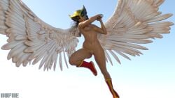 1girls 3d 3d_(artwork) attack boots boots_only daz3d daz_studio dc dc_comics dcu female flying hawkgirl holding_object holding_weapon isabela_merced latina mace mask mask_only masked masked_female nude nude_female oofoe pinup self_upload sky weapon winged_humanoid wings