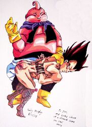 2008 2boys dragon_ball dragon_ball_z fat_buu gay majin_buu male male_only smooth_skin tagme vegeta yaoi