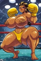 activision ai_generated alternate_ass_size alternate_body_type alternate_breast_size blizzard_entertainment bodily_fluids boxing_gloves female female_focus female_only illari_(overwatch) illari_quispe_ruiz overwatch overwatch_2 peruvian_female solo solo_female solo_focus sweat sweat_fetish yhggh_(artist)