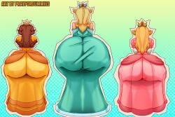 3girls ass ass_chart ass_focus big_booty blonde_hair bottom_heavy brown_hair dress dumptruck_ass fat_ass fat_ass_female female_only mario_(series) multiple_girls nintendo pawg prayforcummies princess_daisy princess_peach princess_rosalina tight_clothing tight_dress underass wide_hips