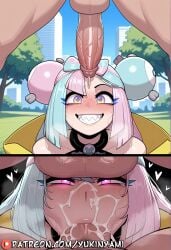 1boy 1girls 2koma ai ai_generated bedroom_eyes big_breasts big_dick big_penis blowjob blush breasts clothing english eyes female feminine feminine_body feminine_pose heart huge_breasts huge_cock iono_(pokemon) large_breasts large_dick large_penis long_hair male navel nipples open_mouth patreon patreon_username penis pokemon pokemon_sv pussy pussy_lips sexy slender straight sucking sucking_penis sweat teeth text thick_thighs thighhighs thighs tongue tongue_out uncensored wet yukinyami