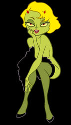 1girls blonde_hair demon female green_skin horns neighbors_from_hell red_eyes stockings tina_hellman topless