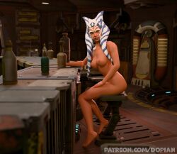 3d ahsoka_tano bar breasts breasts female female_only looking_at_viewer naked naked_female nude nude_female sitting_on_chair star_wars