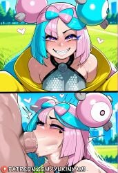1boy 1girls ai ai_generated bedroom_eyes big_breasts big_dick big_penis blowjob blush breasts clothing english eyes female feminine feminine_body feminine_pose heart huge_breasts huge_cock iono_(pokemon) large_breasts large_dick large_penis long_hair male navel nipples open_mouth patreon patreon_username penis pokemon pokemon_sv pussy pussy_lips sexy slender straight sucking sucking_penis sweat teeth text thick_thighs thighhighs thighs tongue tongue_out uncensored wet yukinyami